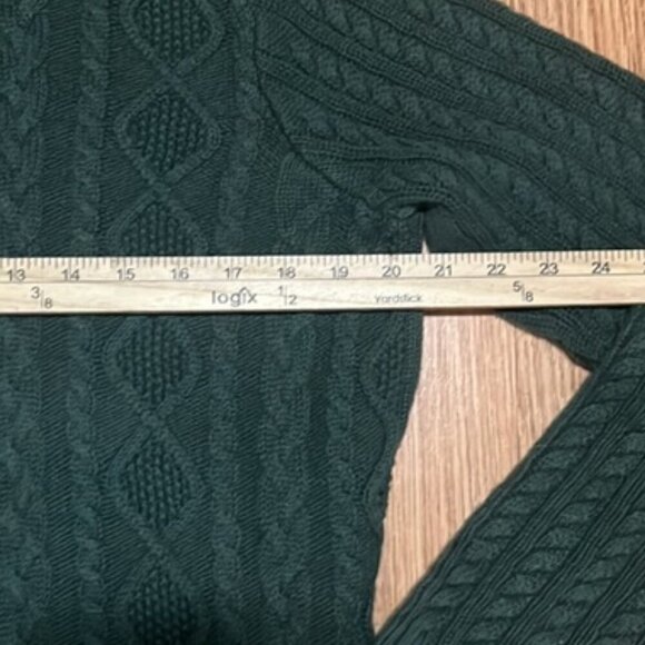 Croft & Barrow Green Chunky Cable Knit Turtleneck Cotton Pullover Sweater Large - Picture 6 of 9